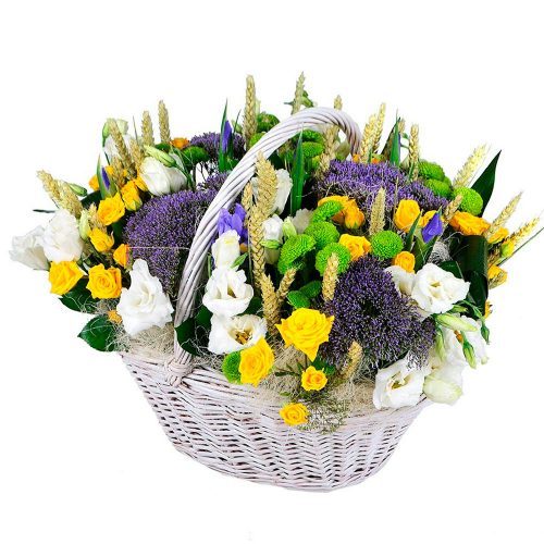 Цветочная композиция в корзине «Летний день»