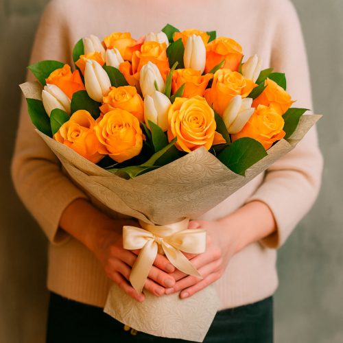 Букет «Персиковое небо»