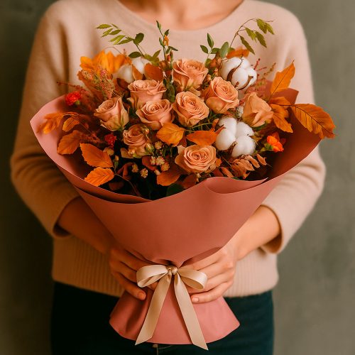 Букет цветов «Персиковый вальс»
