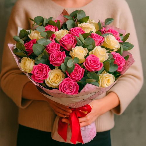 Букет цветов «Розовые шашки»