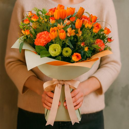Флористический букет «Оранжевое очарование»